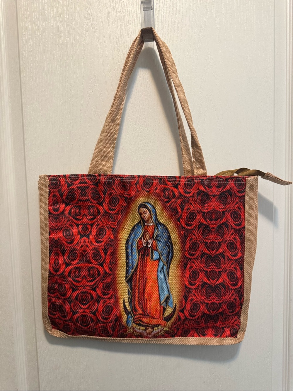 Our Lady of Guadalupe Jute Tote Bag